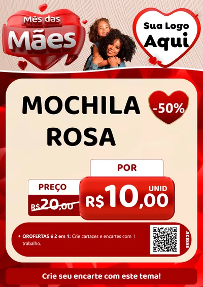 Modelo de Cartaz para Cartaz A4 Vertical com o tema Mês das Mães para Papelaria