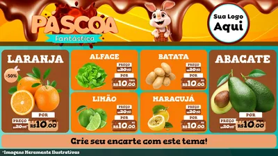 Modelo de TV para TV Horizontal com o tema Páscoa Fantástica para Hortifrúti