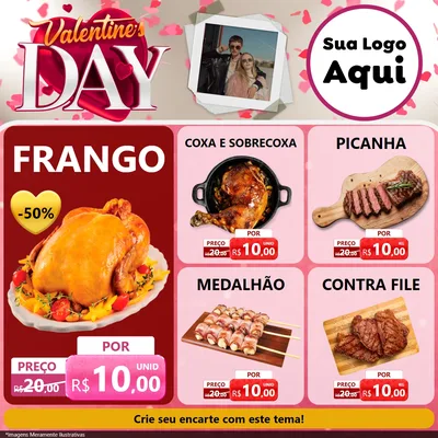Modelo de Rede Social para Feed Facebook com o tema Valentine's Day para Assados