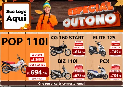 Modelo de Encarte para Encarte A4 Horizontal com o tema Especial Outono para Concessionaria de Motos