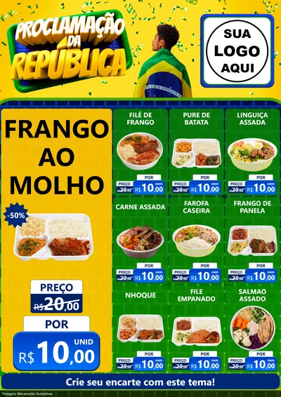 Modelo de Encarte para Encarte A4 Vertical com o tema Proclamação da República para Restaurante