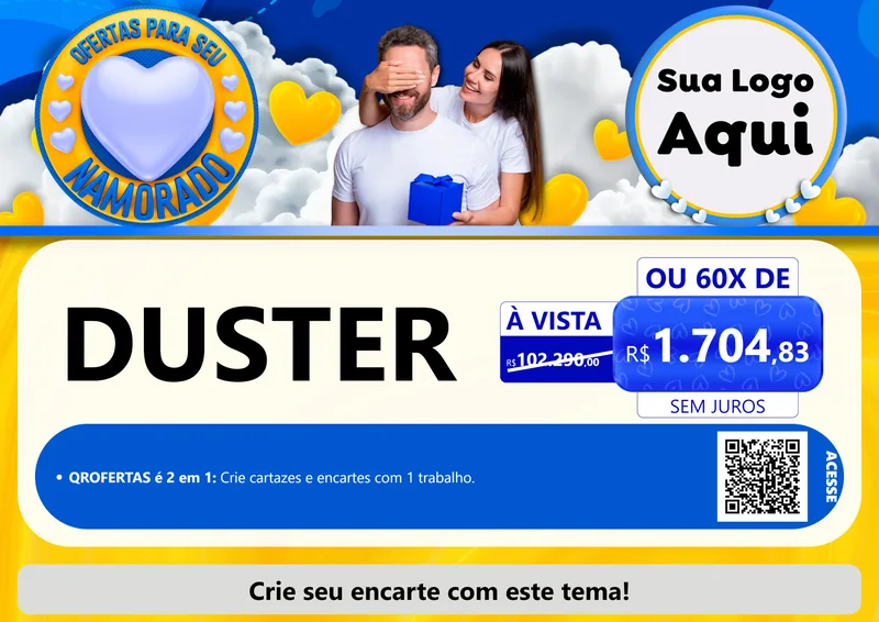 Modelo de Cartaz para Cartaz A4 Horizontal com o tema Ofertas Para Seu Namorado para Concessionaria de Carros