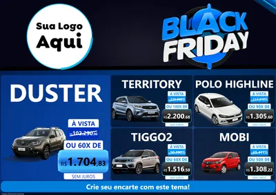 Modelo de Encarte para Encarte A4 Horizontal com o tema Black Friday para Concessionaria de Carros