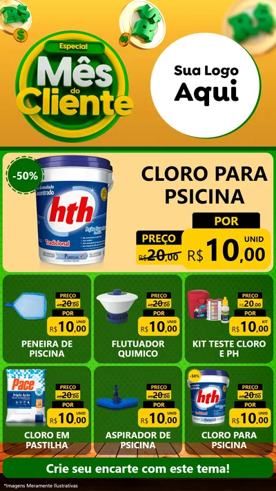 Modelo de Rede Social para Stories com o tema Especial Mês do Cliente para Produtos para Piscina