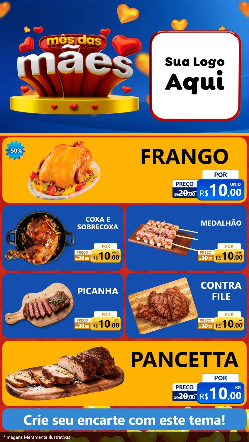 Modelo de TV para TV Vertical com o tema Mês das Mães para Assados