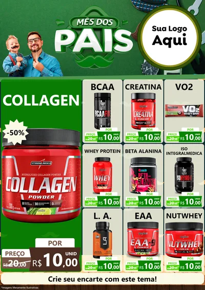 Modelo de Encarte para Encarte A4 Vertical com o tema Mês dos Pais para Suplementos alimentares