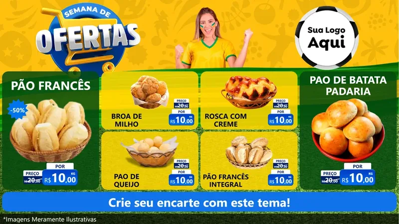Modelo de TV para TV Horizontal com o tema Semana de Ofertas - Copa para Padaria
