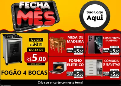 Modelo de Encarte para Encarte A4 Horizontal com o tema Fecha Mês para Móveis e Eletro