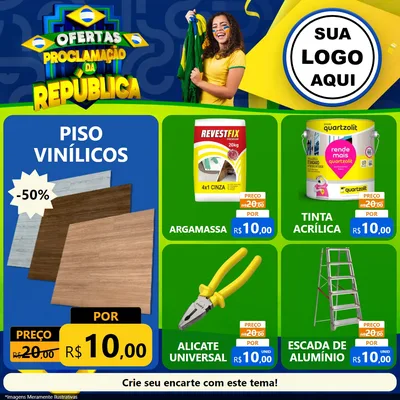 Modelo de Rede Social para Feed Facebook com o tema Ofertas Proclamação da República para Material para Construção