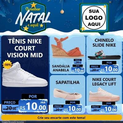 Modelo de Rede Social para Feed Facebook com o tema O Melhor Natal É Aqui! para Calçados