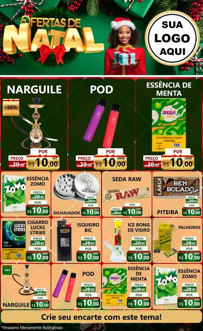 Modelo de Encarte para Encarte Grande com o tema Ofertas de Natal para Tabacaria