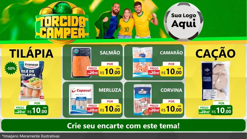 Modelo de TV para TV Horizontal com o tema Torcida Campeã - Copa para Peixaria