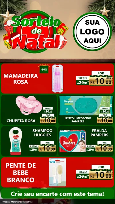 Modelo de TV para TV Vertical com o tema Sorteio de Natal para Bebês