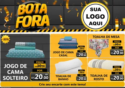 Modelo de Encarte para Encarte A4 Horizontal com o tema Bota Fora para Cama, Mesa e Banho