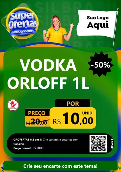 Modelo de Cartaz para Cartaz A4 Vertical com o tema Super Ofertas de Independência para Distribuidora de bebidas
