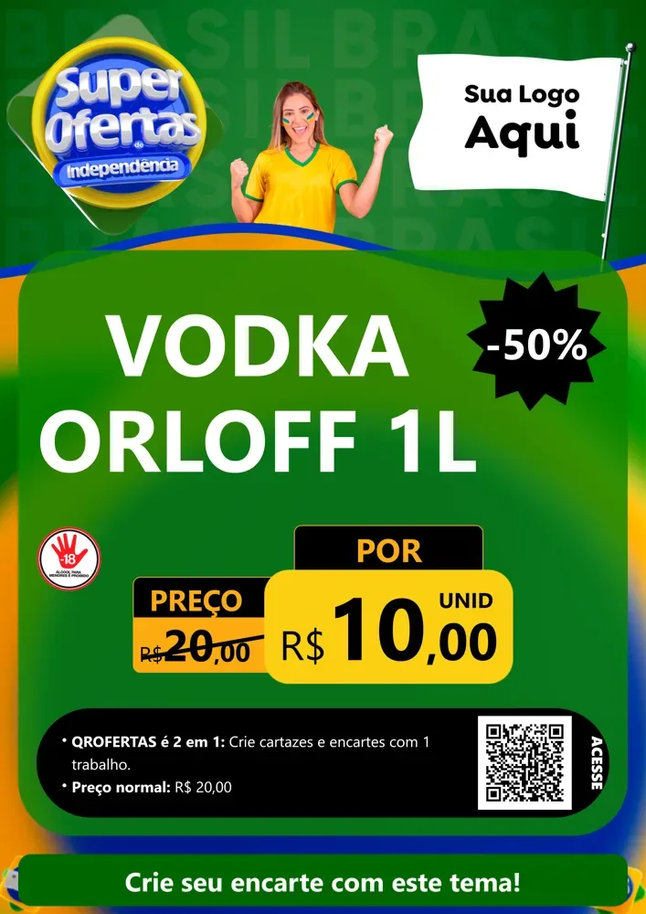 Modelo de Cartaz para Cartaz A4 Vertical com o tema Super Ofertas de Independência para Distribuidora de bebidas