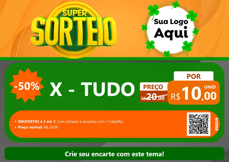 Modelo de Cartaz para Cartaz A4 Horizontal com o tema Super Sorteio para Hamburgueria