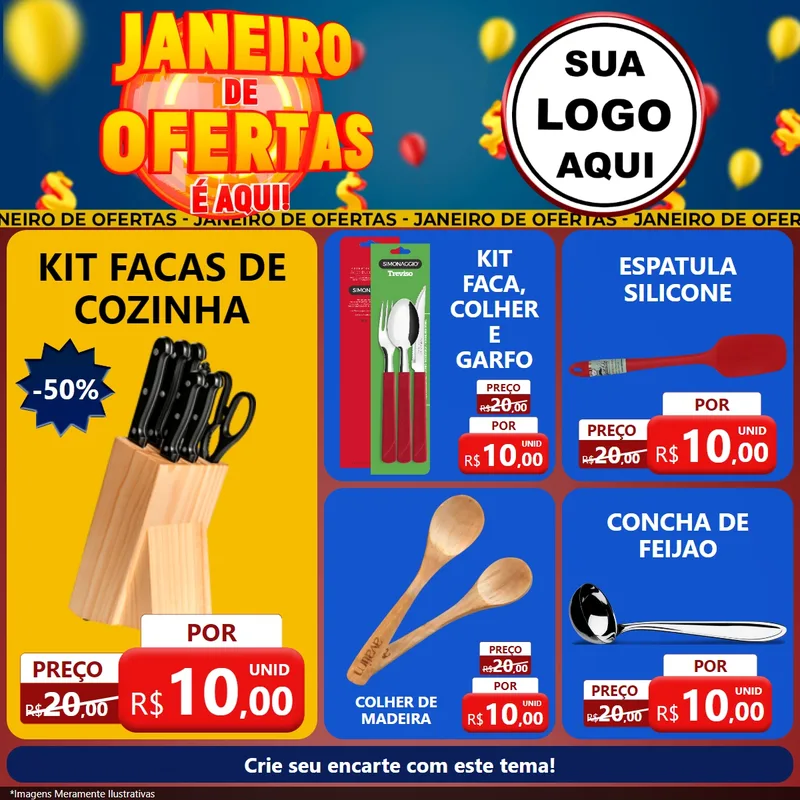Modelo de Rede Social para Feed Facebook com o tema Janeiro de Ofertas É Aqui! para Utilidades Domésticas
