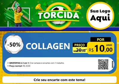 Modelo de Cartaz para Cartaz A4 Horizontal com o tema Torcida para Suplementos alimentares