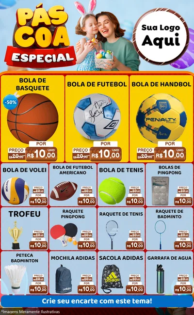 Modelo de Encarte para Encarte Grande com o tema Páscoa Especial para Artigos Esportivos