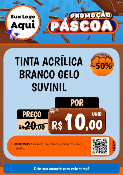 Modelo de Cartaz para Cartaz A4 Vertical com o tema Promoção Páscoa para Tintas e Ferramentas