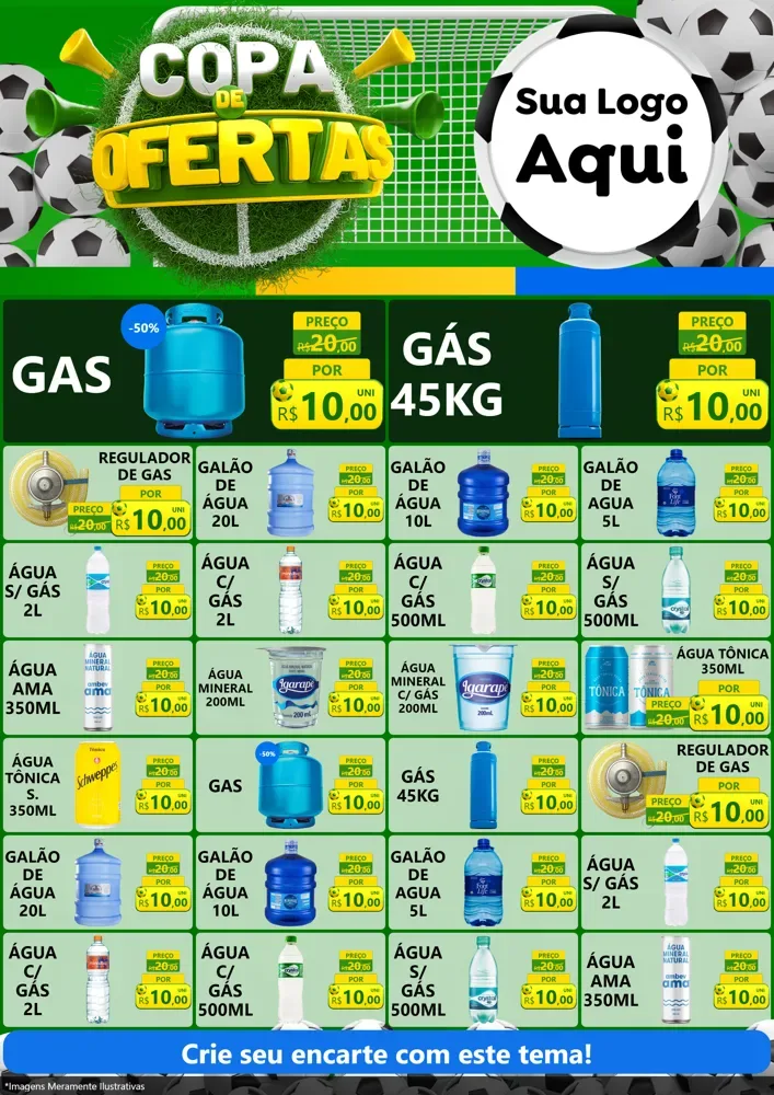 Modelo de Encarte para Encarte A4 Vertical com o tema Copa De Ofertas para Água e gás
