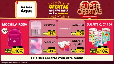 Modelo de TV para TV Horizontal com o tema Dia dos Namorados para Papelaria