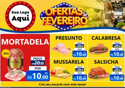 Modelo de Encarte para Encarte A4 Horizontal com o tema Ofertas de Fevereiro para Frios e Laticínios