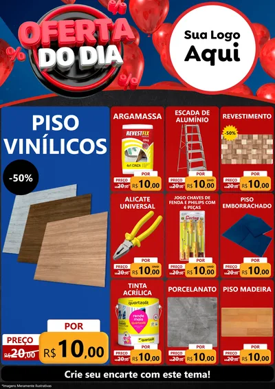 Modelo de Encarte para Encarte A4 Vertical com o tema Oferta do Dia para Material para Construção