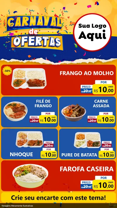 Modelo de TV para TV Vertical com o tema Carnaval de Ofertas para Restaurante