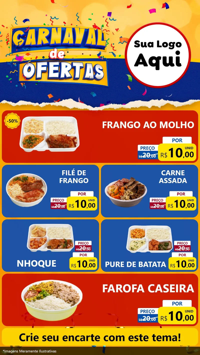Modelo de TV para TV Vertical com o tema Carnaval de Ofertas para Restaurante