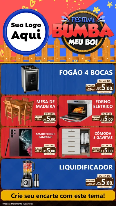 Modelo de TV para TV Vertical com o tema Festival Bumba Meu Boi para Móveis e Eletro