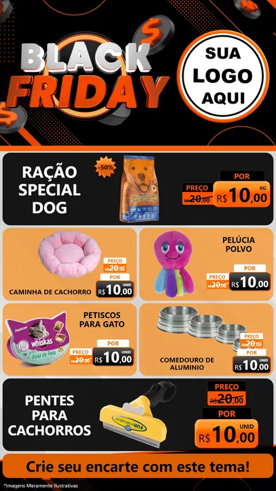 Modelo de TV para TV Vertical com o tema Black Friday para Pet Shop
