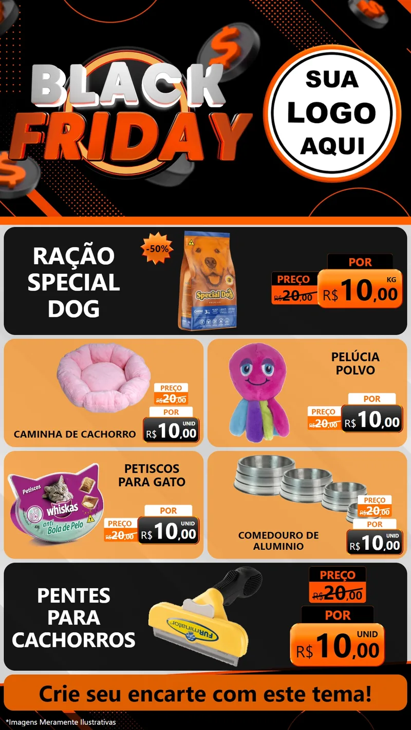 Modelo de TV para TV Vertical com o tema Black Friday para Pet Shop