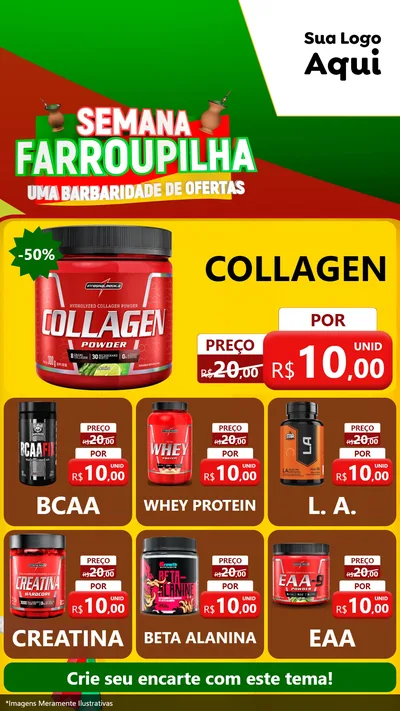 Modelo de Rede Social para Stories com o tema Semana Farroupilha - Uma Barbaridade de Ofertas para Suplementos alimentares