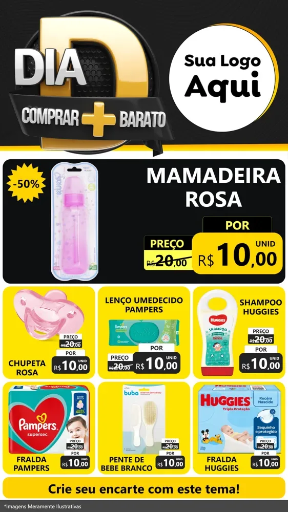 Modelo de Rede Social para Stories com o tema Dia D Mais Economia para Bebês