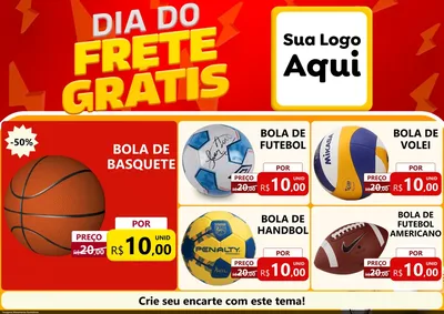 Modelo de Encarte para Encarte A4 Horizontal com o tema Dia do Frete Grátis para Artigos Esportivos