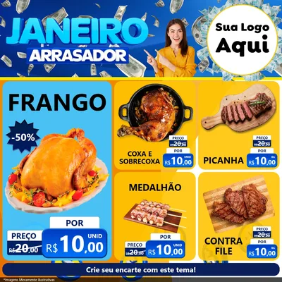 Modelo de Rede Social para Feed Facebook com o tema Janeiro Arrasador para Assados