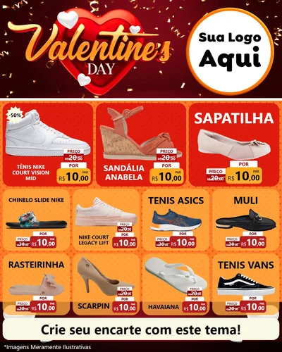 Modelo de Rede Social para Feed Instagram com o tema Valentine's Day para Calçados
