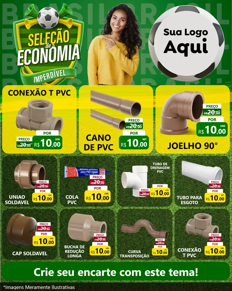 Modelo de Rede Social para Feed Instagram com o tema Seleção de Economia - Copa para Tubos e conexões