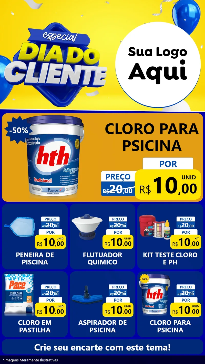 Modelo de Rede Social para Stories com o tema Especial Dia do Cliente para Produtos para Piscina