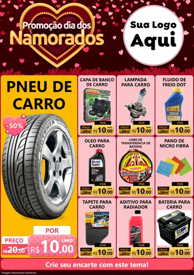 Modelo de Encarte para Encarte A4 Vertical com o tema Promoção Dia Dos Namorados para Auto peças