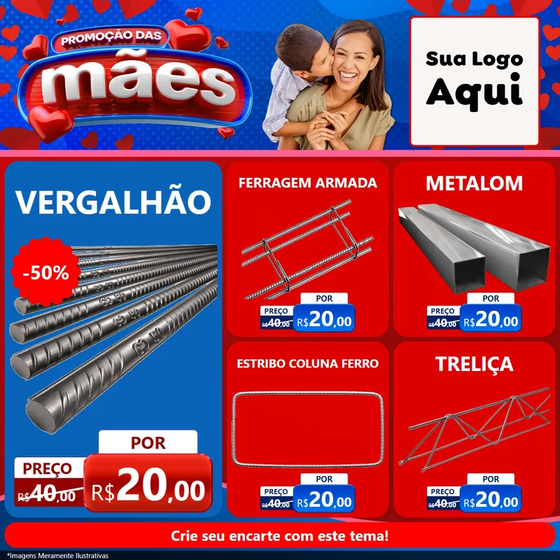 Modelo de Rede Social para Feed Facebook com o tema Promoção das Mães para Ferragens