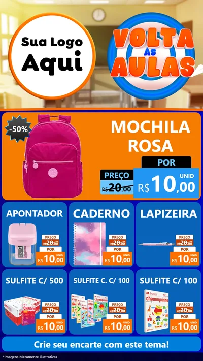 Modelo de Rede Social para Stories com o tema Volta Às Aulas para Papelaria