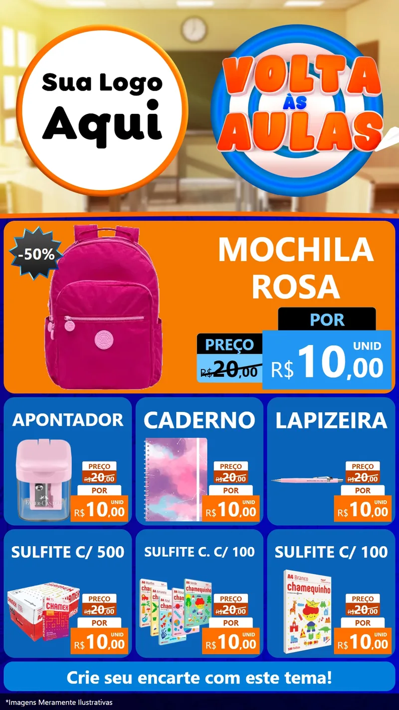 Modelo de Rede Social para Stories com o tema Volta Às Aulas para Papelaria