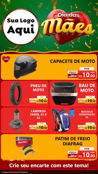Modelo de TV para TV Vertical com o tema Dia das Mães para Moto peças