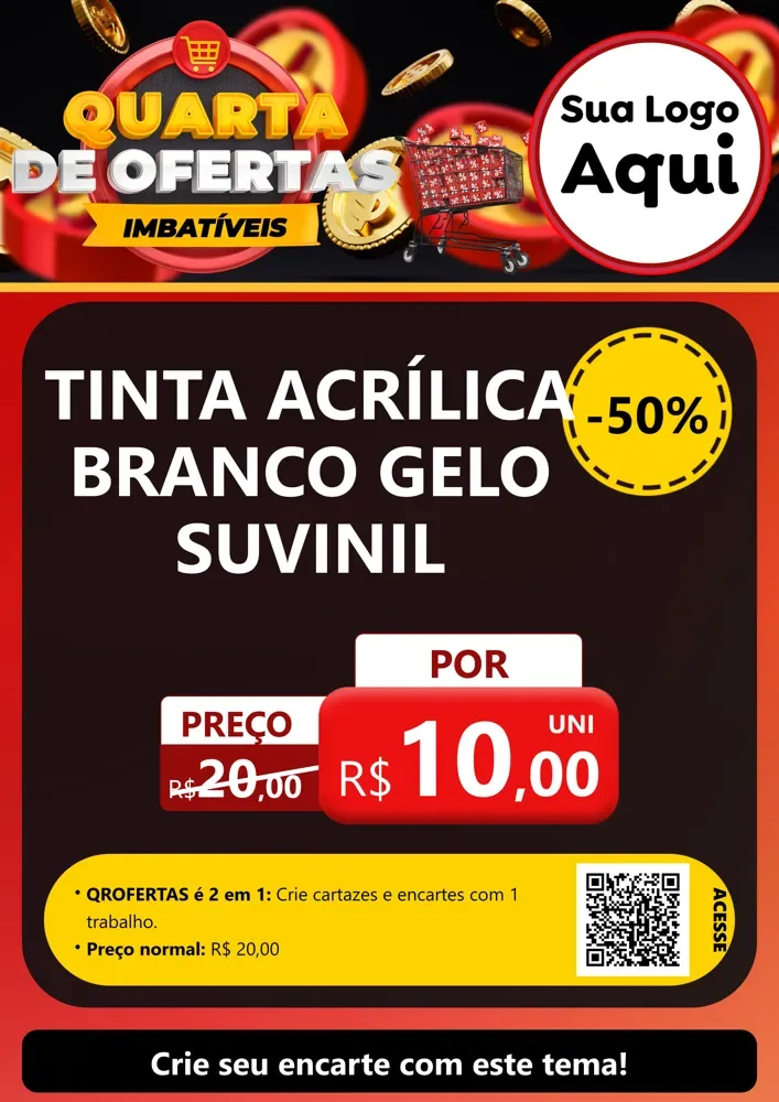 Modelo de Cartaz para Cartaz A4 Vertical com o tema Quarta de Ofertas Imbatíveis para Tintas e Ferramentas