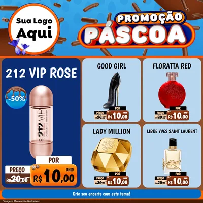 Modelo de Rede Social para Feed Facebook com o tema Promoção Páscoa para Perfumes