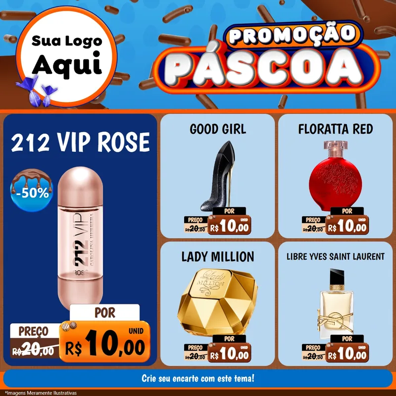 Modelo de Rede Social para Feed Facebook com o tema Promoção Páscoa para Perfumes