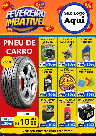 Modelo de Encarte para Encarte A4 Vertical com o tema Fevereiro Imbatível para Auto peças